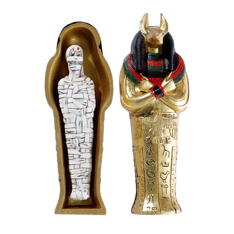Gold Resin Egyptian Anubis Trinket Box
