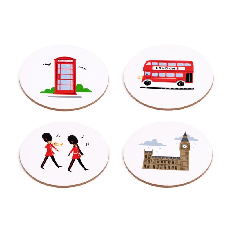 London Souvenir Set of 4 Cork Coasters