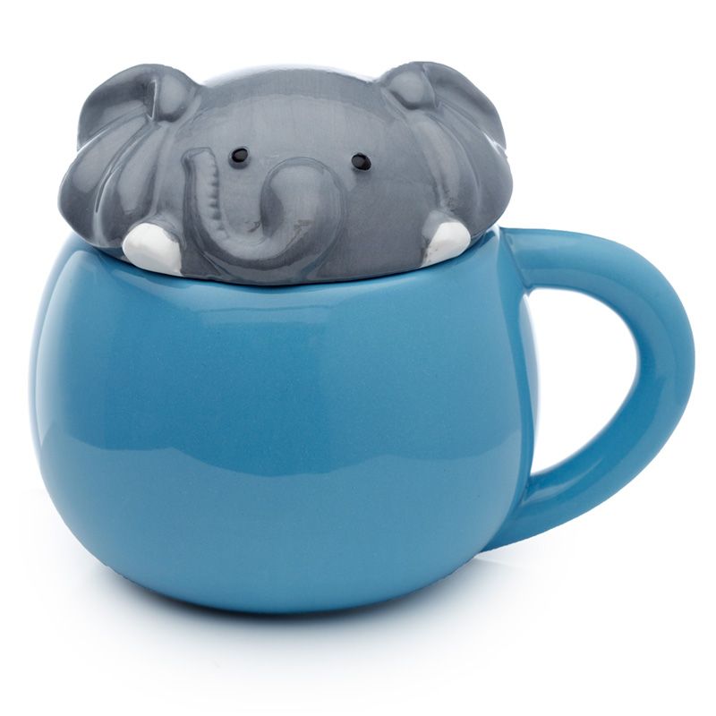 Adoramals Elephant Peeping Lid Ceramic Animal Mug