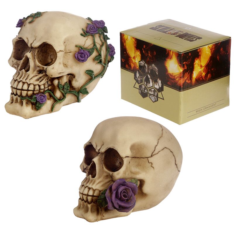 Skull with Purple Roses