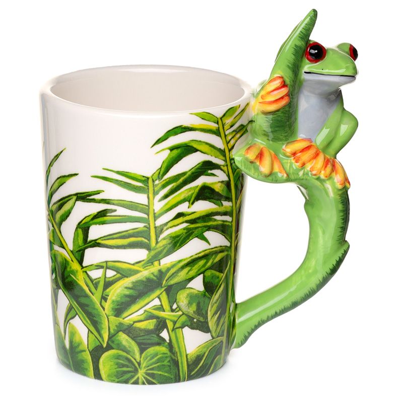 Tree Frog Ceramic Shaped Handle Mug