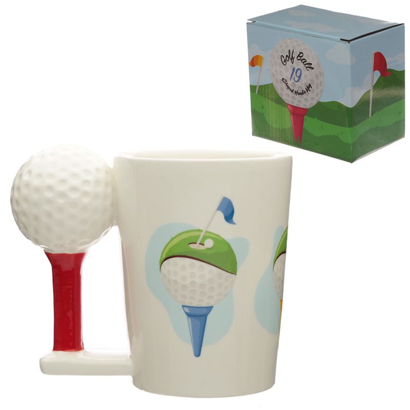 Golf Ball & Tee Ceramic Shaped Handle Mug