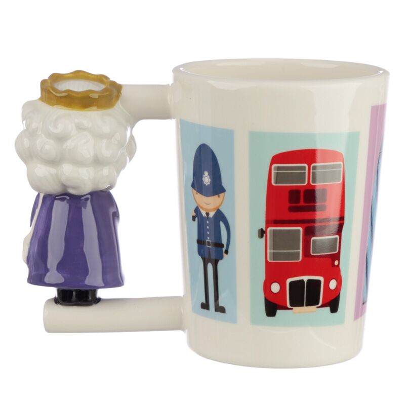 London Souvenir Queen Ceramic Shaped Handle Mug