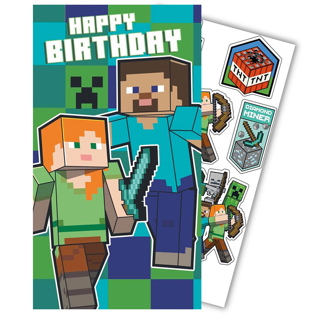 Minecraft Birthday Card With Stickers