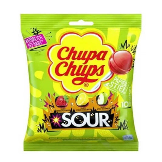 10pcs Chupa Chups Sour Assorted Flavour Lollipops