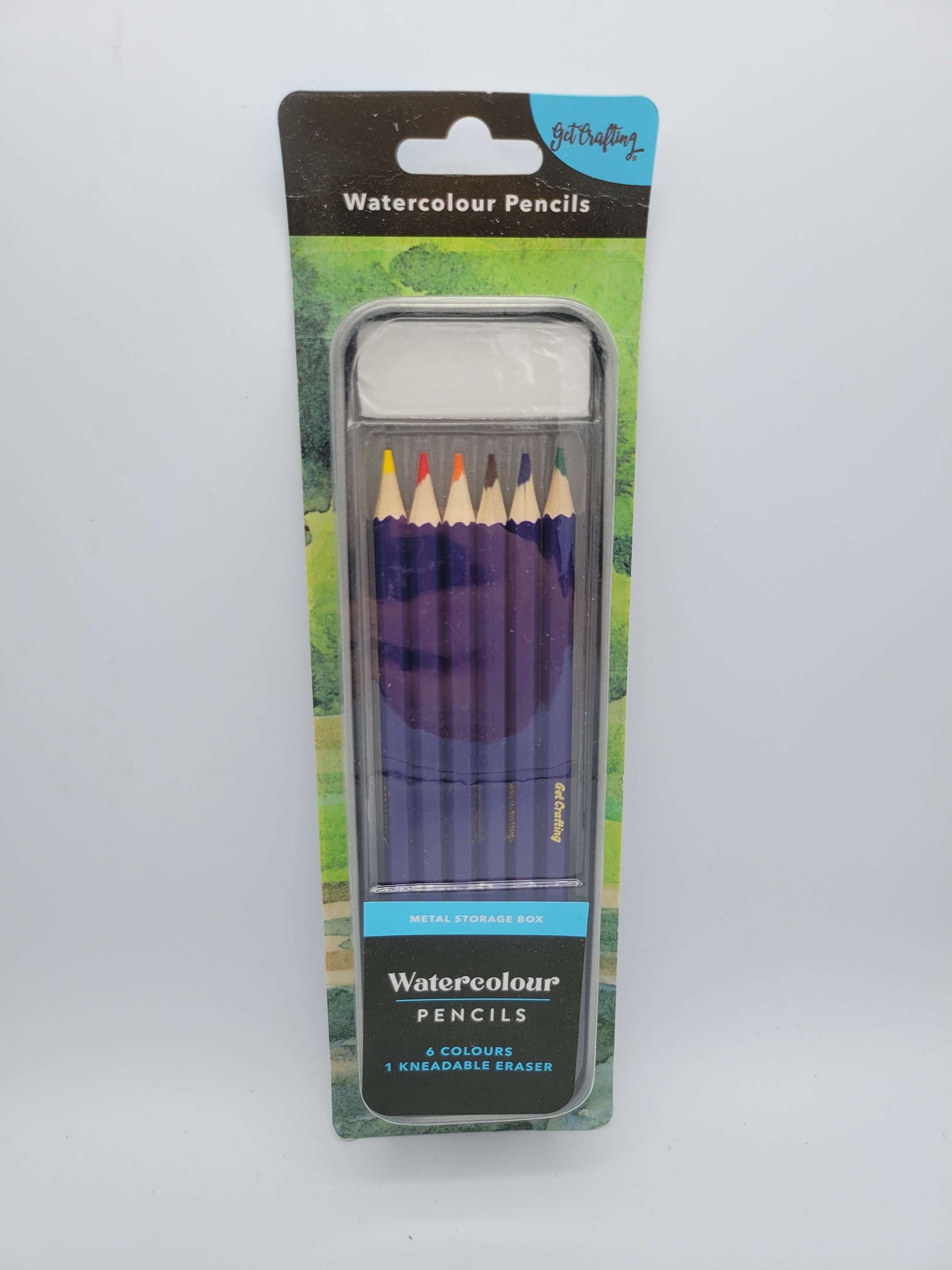 Get Crafting Watercolour Pencils 6 Pack with Metal Storage Box