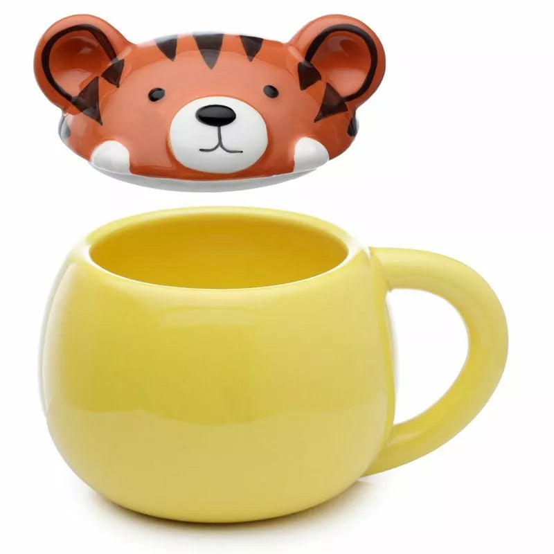 Adoramals Tiger Peeping Lid Ceramic Animal Mug