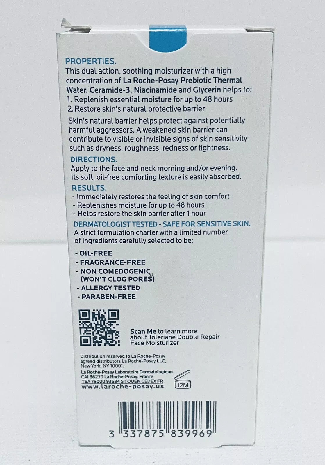 La Roche-Posay Toleriane Double Repair Face Moisturizer 1.35 Oz 40ml