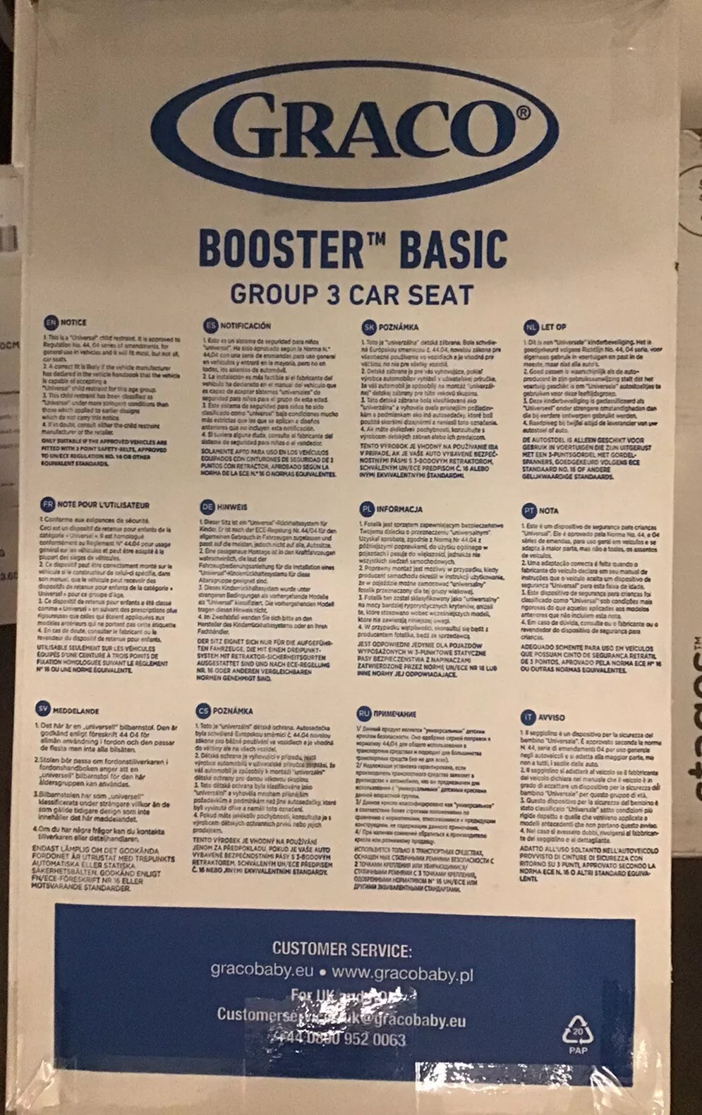 Graco Booster Basic Group C Backless Sapphire Booster Car Seat 6 - 12 Years