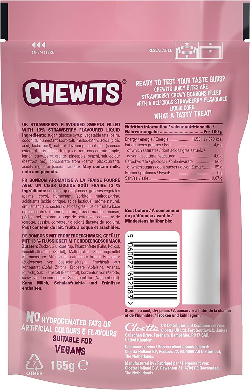 Chewits Juicy Bites - Strawberry Flavour - 1x115g