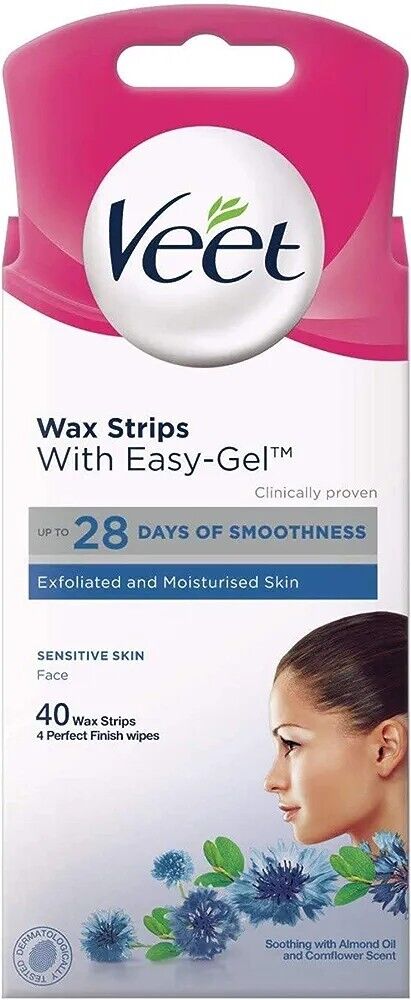 Veet Wax Strips For The Face Sensitive Skin Facial Hair Removal Cold Wax 40 Pack