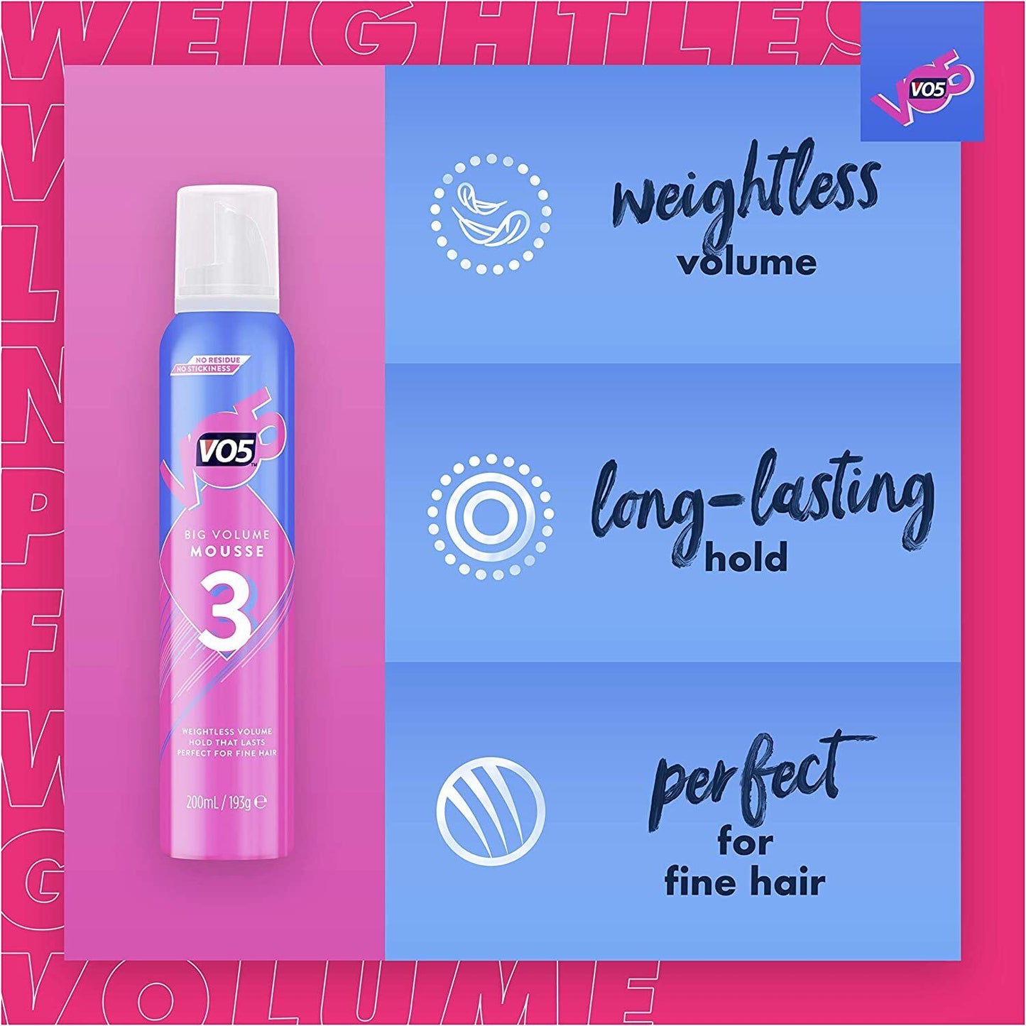 VO5 Weightless Big Volume Mousse 200ml