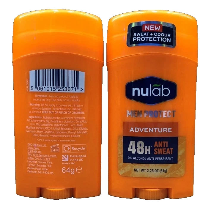 Nulab Mens 48H Antiperspirant Stick - Adventure 64g