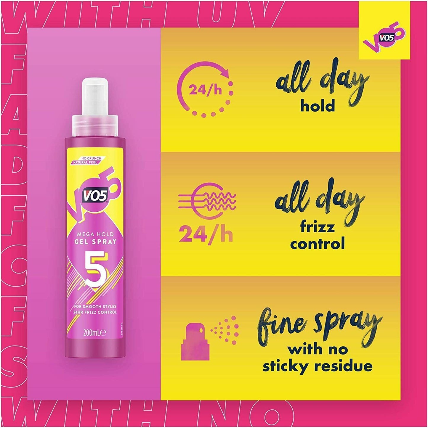 VO5 Mega Hold Hair Styling Gel Spray 200ml