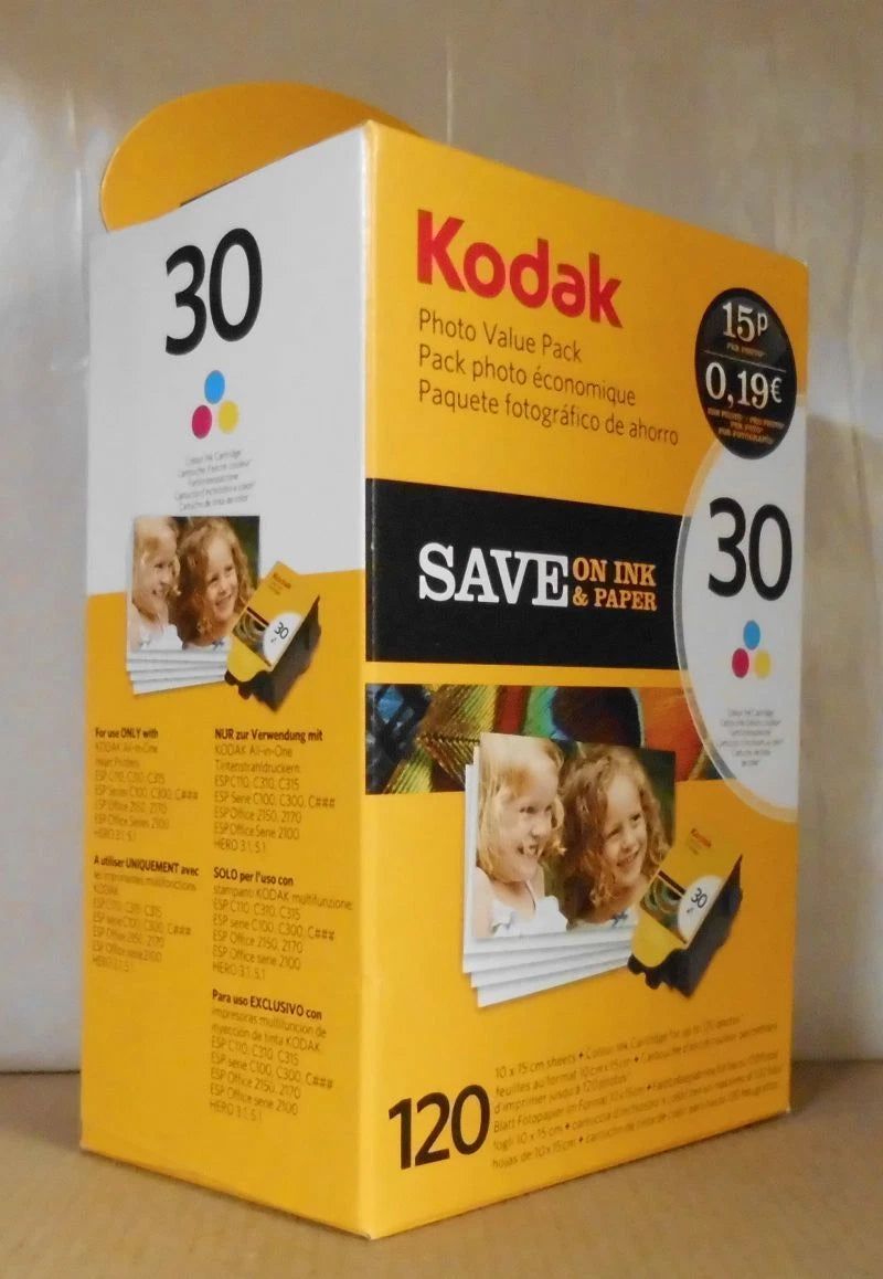 Kodak 30 CL Tinte + Fotopapier 120stk 10x15cm ESP C110 C310 C315 C100 C300