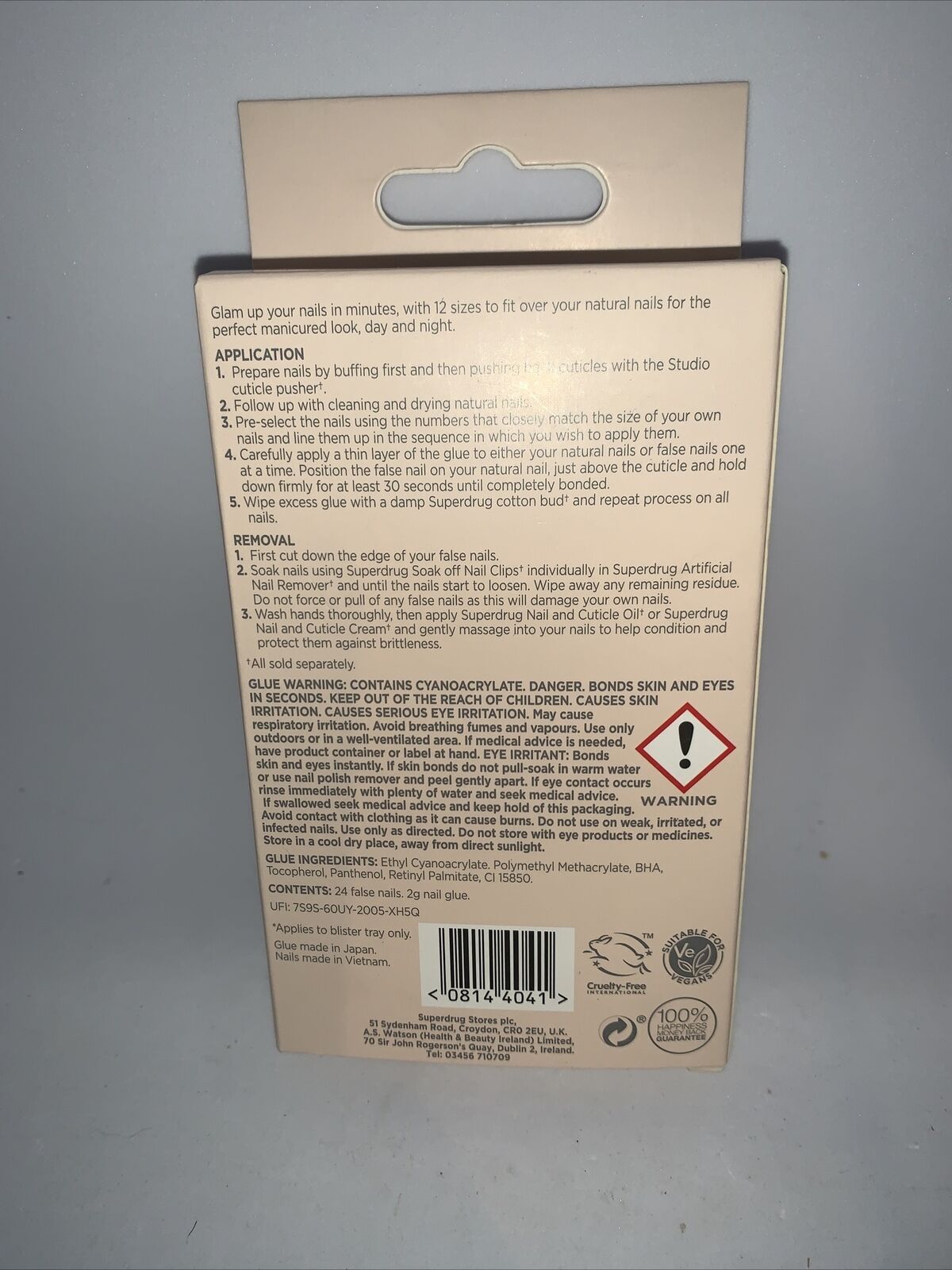 Studio London Almond Gloss Rainbow PRIDE gloss Nails 24 Nails & 2g Nail Glue