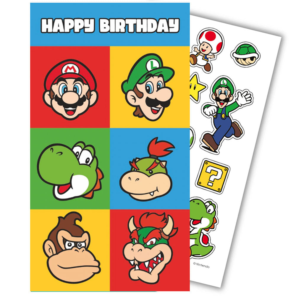 Super Mario Birthday Card With Stickers
