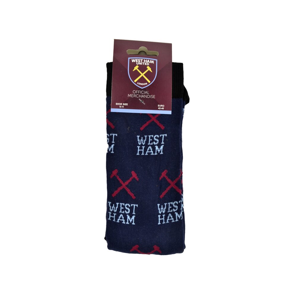 West Ham United All Over Print Socks Size 8 to 11 UK Navy