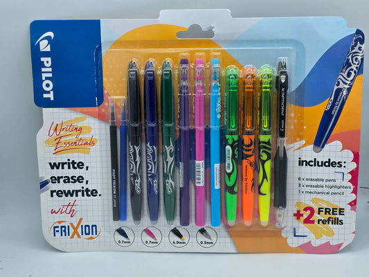 Pilot Writing Essentials Complete 12 Pack Erasable Pens, Highlighters & Pencil