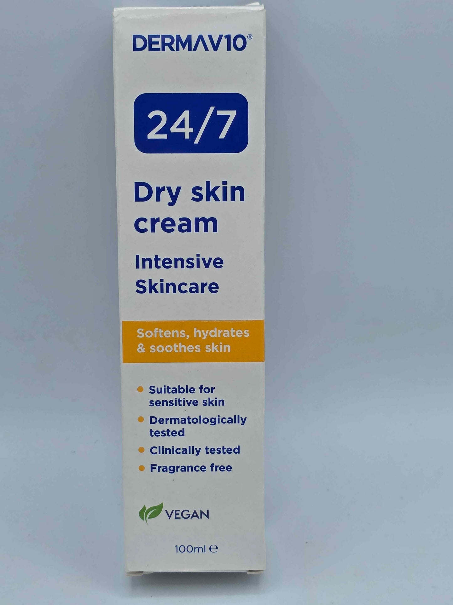 Derma V10 24/7 Dry Skin Cream Daily Cream | Fragrance Free | Vegan - 100ml