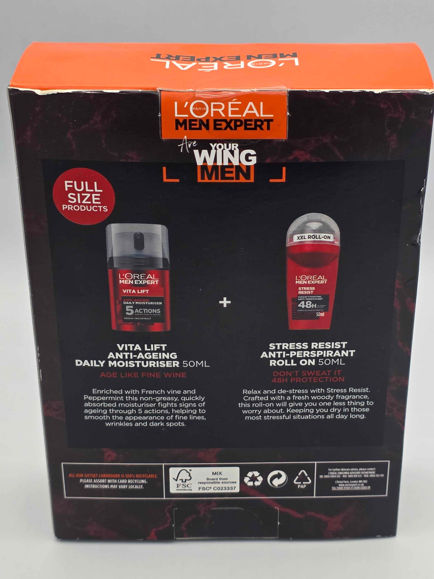 L'Oreal Paris Men Expert Gentleman's DUO Gift Set Moisturiser & XXL Roll-On