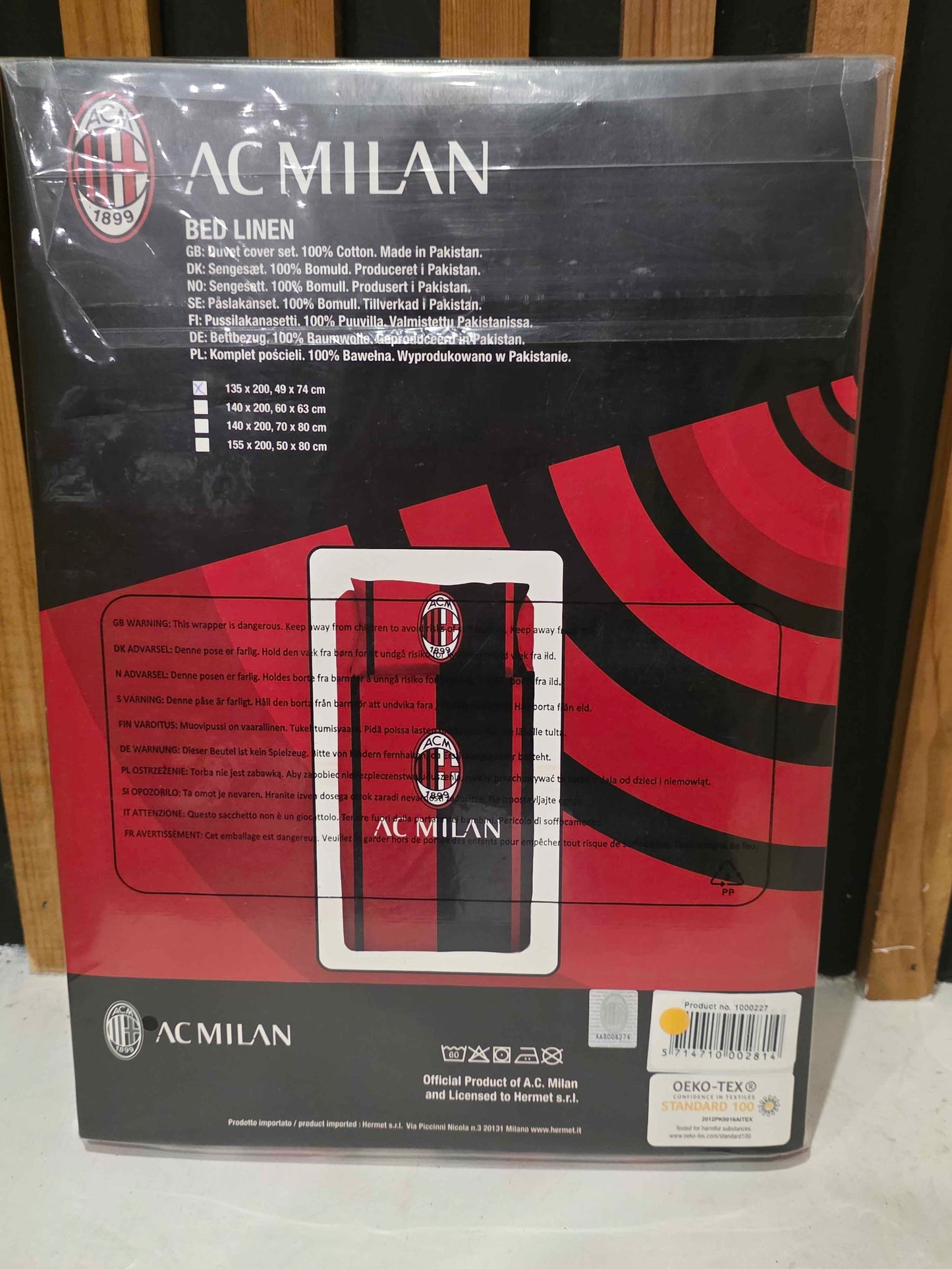 AC Milan Football Club Bed Linen Single Duvet Cover Set Cotton