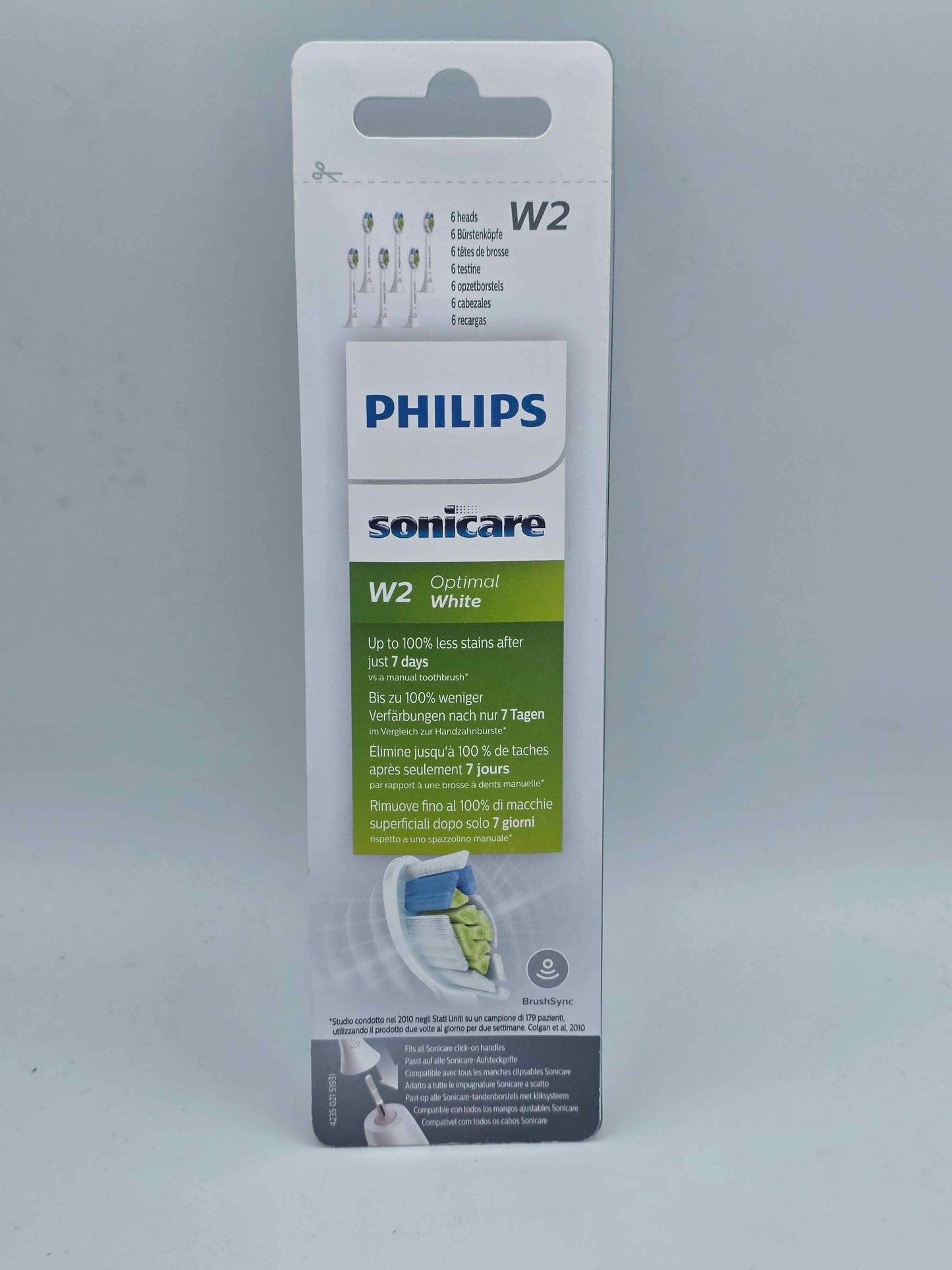 6 x Philips Sonicare W2 Optimal White Replacement Brush Heads BrushSync HX6066