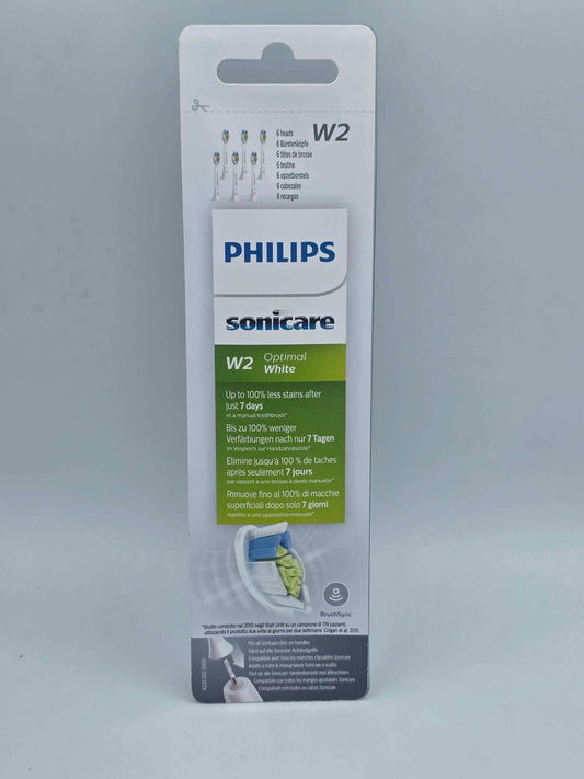 6 x Philips Sonicare W2 Optimal White Replacement Brush Heads BrushSync HX6066