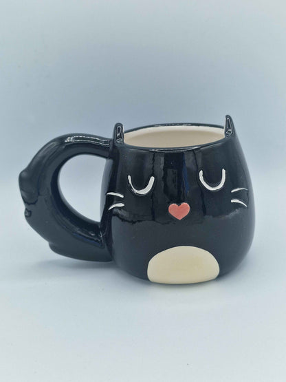 Feline Fine Black Cat Shaped Mug