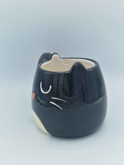 Feline Fine Black Cat Shaped Mug