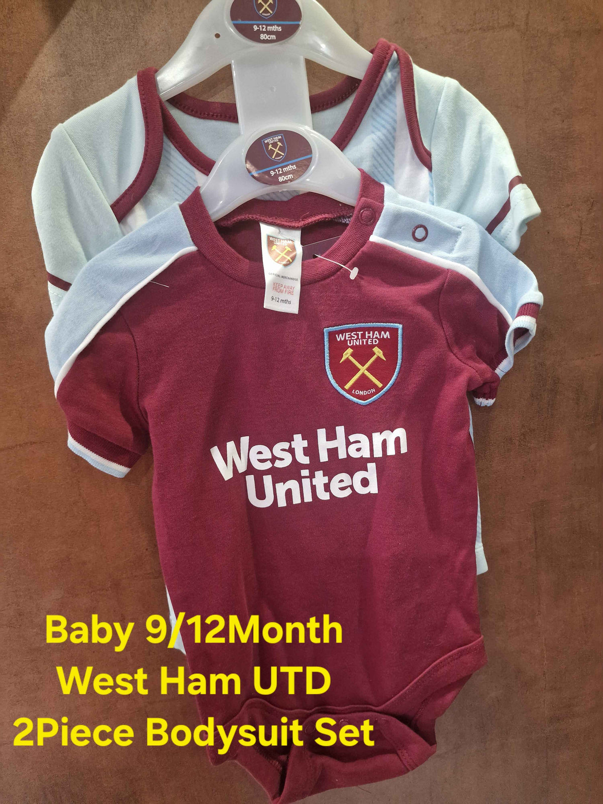 West Ham United Baby Bodysuits 21/22 9-12 Months