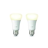 Philips Hue White Smart Bulb Twin Pack LED [E27 Edison Screw] with Bluetooth. Works with Alexa and Google Assistant.