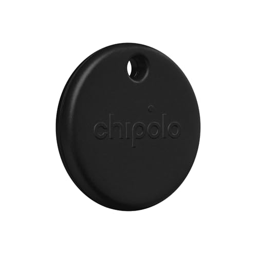 Chipolo POP Tracker Tag - Colorful, Compatible, Loud Bluetooth Tracker with Call Your Phone & Out of Range Alert, Works with Apple Find My or Google's Find My Device (Black)