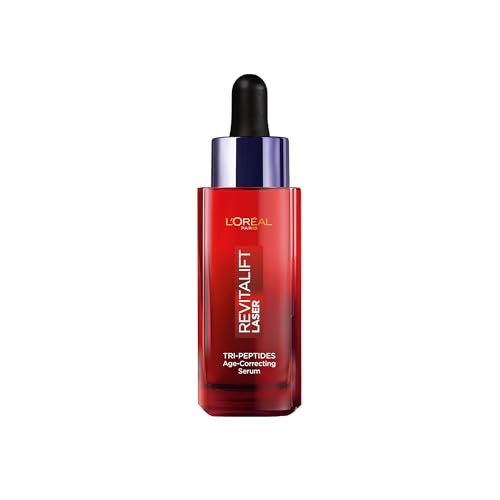L'Oréal Paris Revitalift Laser Tri-Peptides Age-Correcting Serum, Clinically Proven, Firms, Plumps and Evens the Skin, Formulated with Peptides, Hyaluronic Acid, and Vitamin C, 30ml