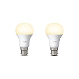 Philips Hue White Personal Wireless Lighting LED B22 Twin Pack Bayonet Cap Light Bulbs , 2 x 9.5 W Bayonet Caps [Apple Homekit Enabled], Works with Alexa