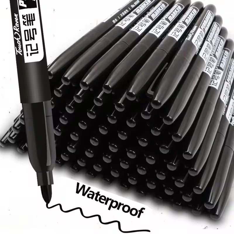 Set of 6 Permanent Markers in Black Waterproof Ink, Ideal for Sketching And School
