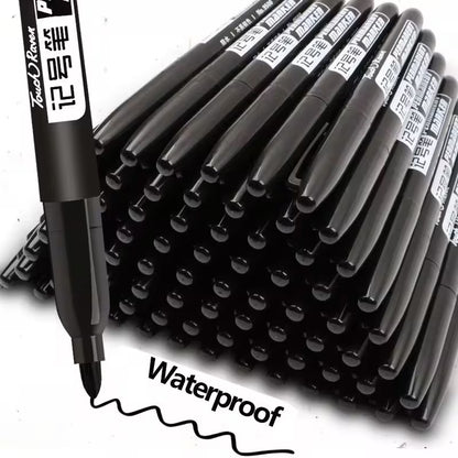 Set of 6 Permanent Markers in Black Waterproof Ink, Ideal for Sketching And School