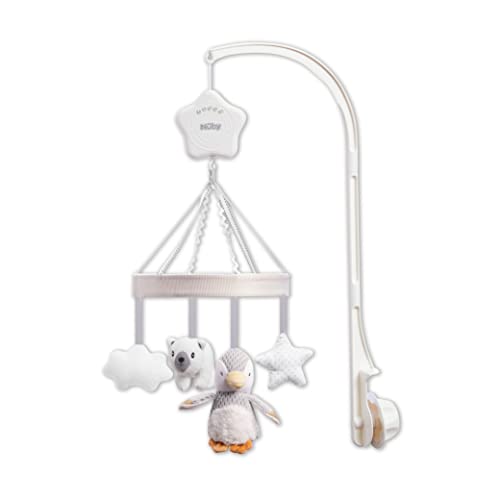 Nuby Penguin Musical Cot Mobile for Babies – Spinning Baby Mobile with Adjustable Arm