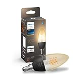 Philips Hue White Filament Single Smart LED Bulb [E14 Small Edison Screw]. Works with Alexa, Google Assistant and Apple Homekit