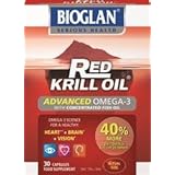 Bioglan Red Krill Oil Plus Omega 3 Fish Oil, EPA and DHA, Great for Healthy Heart, Brain and Vision, one Month Supply - 30 Capsules