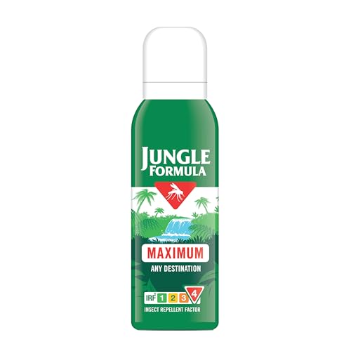 Jungle Formula Maximum Strength Insect Repellent Aerosol Spray (125ml - 50% DEET) - Up to 9 Hour Protection Against Mosquitoes, Ticks & Biting Insects - Mosquito Repellent for Travel & Domestic Use