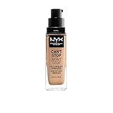 NYX Professional Makeup 24 Hour Full Coverage Lightweight Foundation, Can't Stop Won't Stop, Long Lasting, Waterproof, Vegan Formula, Matte Finish, Shade: True beige