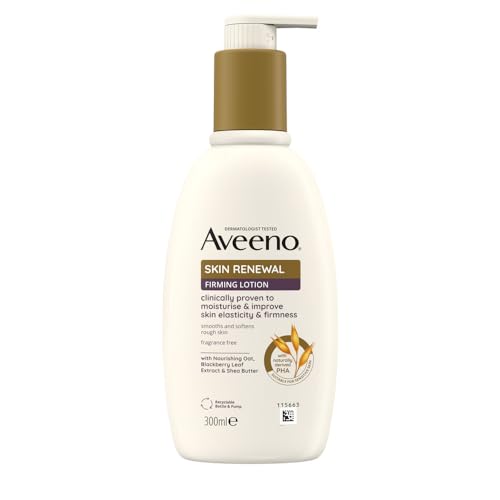 Aveeno Skin Renewal Firming Lotion (1x 300ml), Firming Body Lotion with Nourishing Prebiotic Oat, Shea Butter, 4% Naturally-Derived PHA and Blackberry Leaf Extract