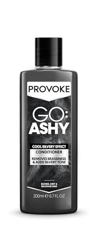 PROVOKE Go Ashy Conditioner 200ml, Remove Brassiness & Adds Silvery Tone to Hair, Formulated with Triple Toning Technology, Turn Warm & Brassy Hair to Cool & Ashy