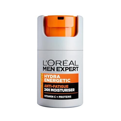 L'Oréal Men Expert Hydra Energetic Anti-Fatigue Moisturiser: 24hr Hydration for Men's Skin. Combats Dryness and Dark Circles. Fast-absorbing, Enriched with Vitamin C. 50ml