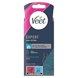 Veet Expert Waxing Strips for Sensitive Skin - 20 Cold Wax Strips & 4 Finish Wipes for Eyebrow, Facial Hair Removal - Hydrating, Exfoliating, Ideal for Face