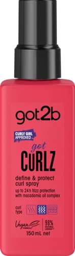 got2b gotcurlz Define & Protect Curl Spray 150 ml, Defines Curls & Protects Against Frizz for up to 24h, with Coconut Milk & Macadamia Oil Complex, Vegan Formula