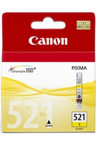 Canon Original ChromaLife 100+ Yellow Ink Tank CLI-521Y, Packaging may vary