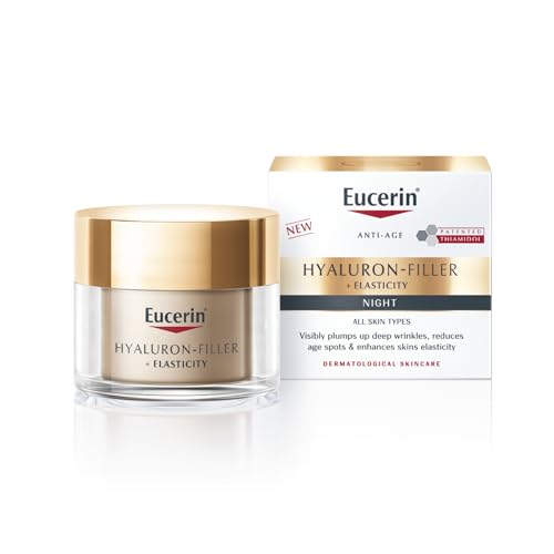 Eucerin Hyaluron-Filler + Elasticity Night 50ml, Anti-Ageing Night Cream for Mature Skin, Deeply-Penetrating Moisturiser with Hyaluronic Acid and Collagen