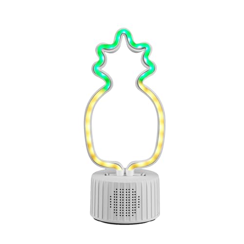 Intempo EE7525 LED Pineapple Speaker – Neon Light Up Novelty Bluetooth Speaker, Rechargeable Portable Wireless Music Player For Parties, BBQs, Garden, USB Charging Cable Included, Green/Yellow LED, 3W